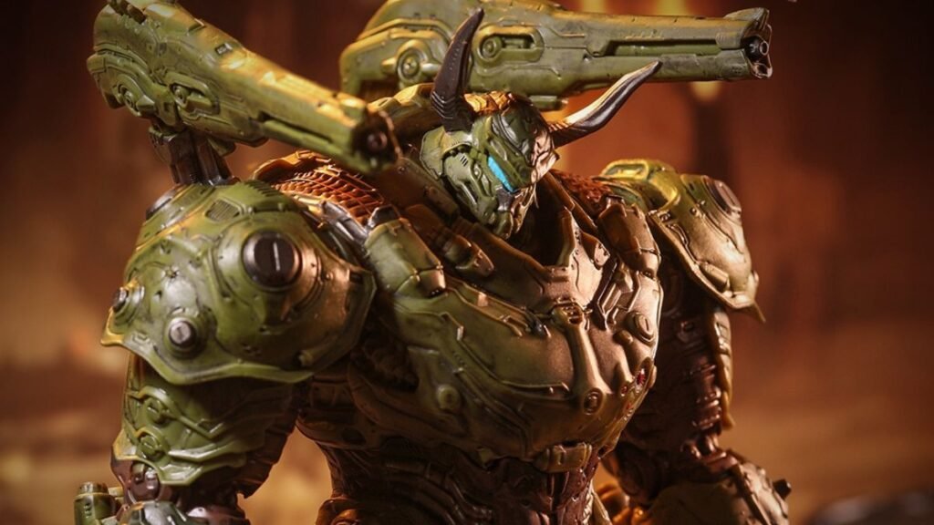 McFarlane Toys DOOM: A Era Sombria - Figura Doom Slayer Atlan de 30 cm Lançada na Semana da SDCC