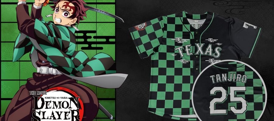 Nova parceria de Demon Slayer presenteia fãs do Texas Rangers com camisas personalizadas do Tanjiro.